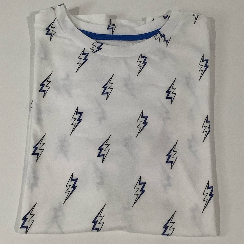 EUC Boys Old Navy Lightning Bolt Short Sleeve Shirt Size L 10/12